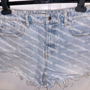 Alexander wang logo denim shorts